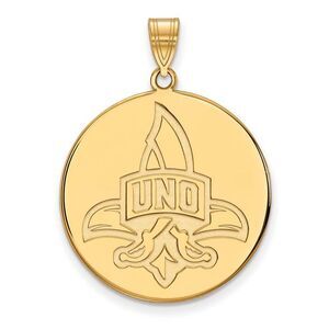 14k Gold Plated Silver U. of New Orleans XL Logo Disc Pendant